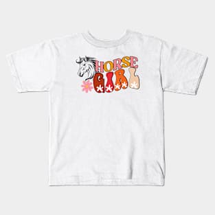 Horse Girl Retro Kids T-Shirt